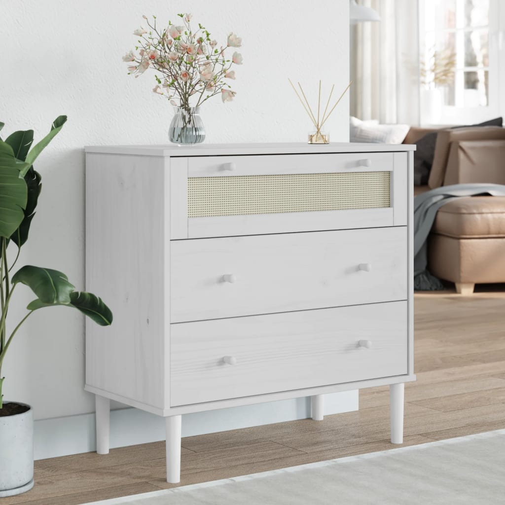 E-shop vidaXL Skrinka SENJA, ratanový vzhľad, biela 80x40x80 cm, borovica
