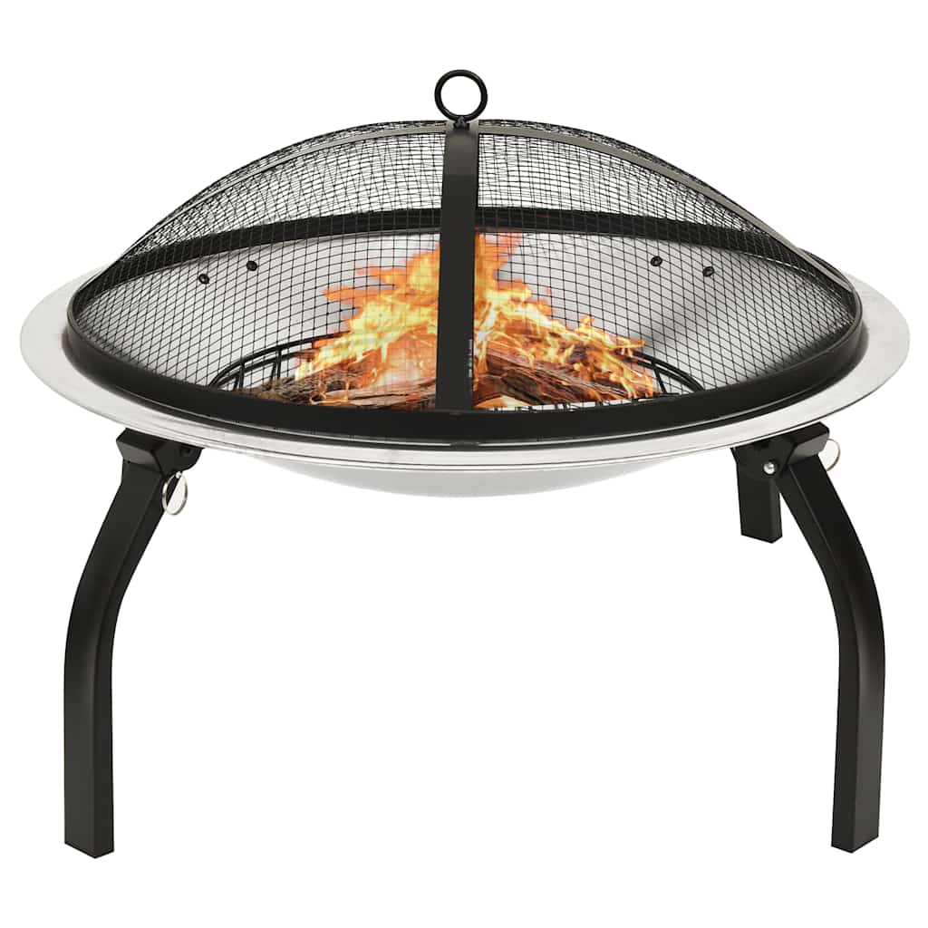 E-shop vidaXL 2 v 1 ohnisko s grilom a kutáčom 56x56x49 cm nehrdzavejúca oceľ