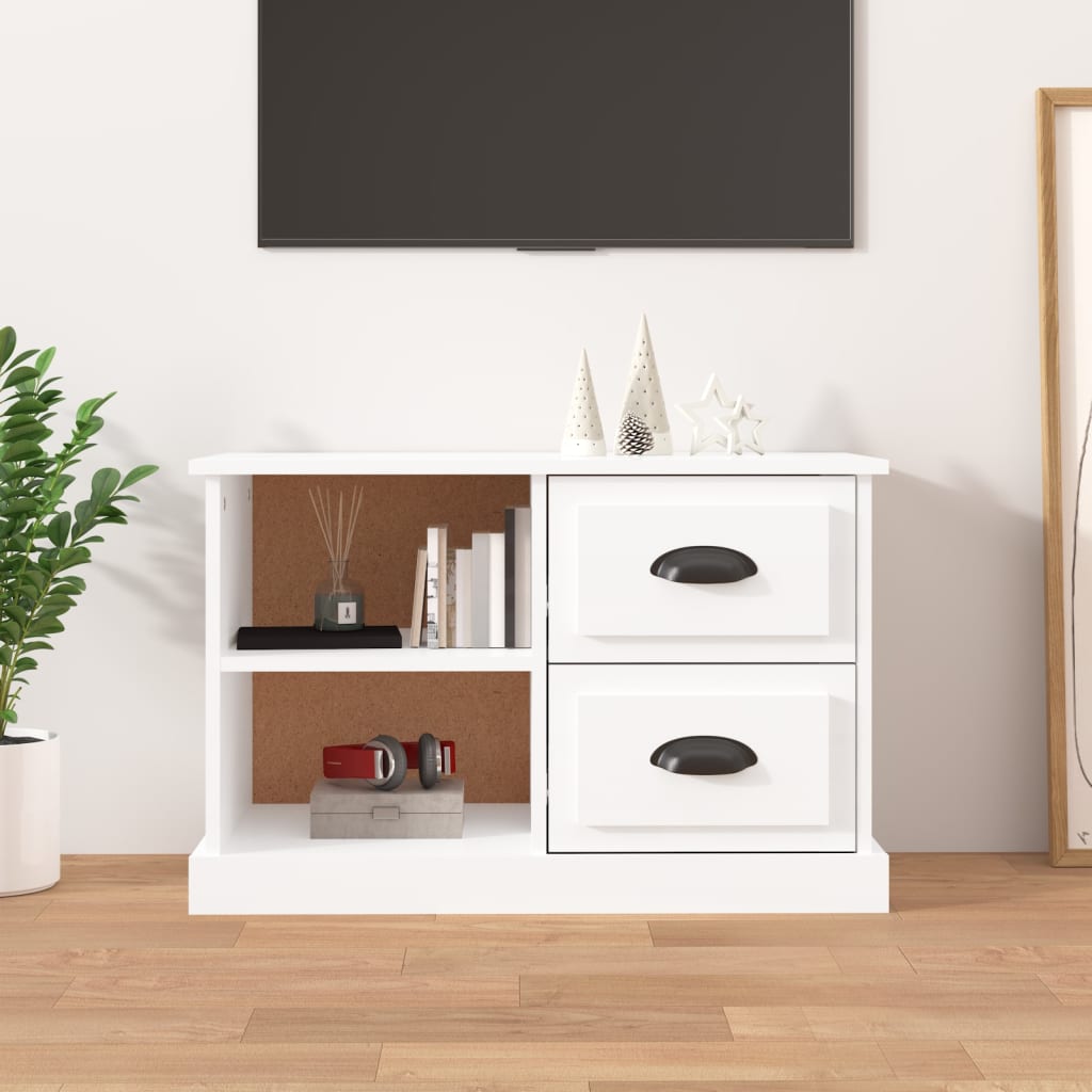 E-shop vidaXL TV skrinka lesklá biela 73x35,5x47,5 cm spracované drevo