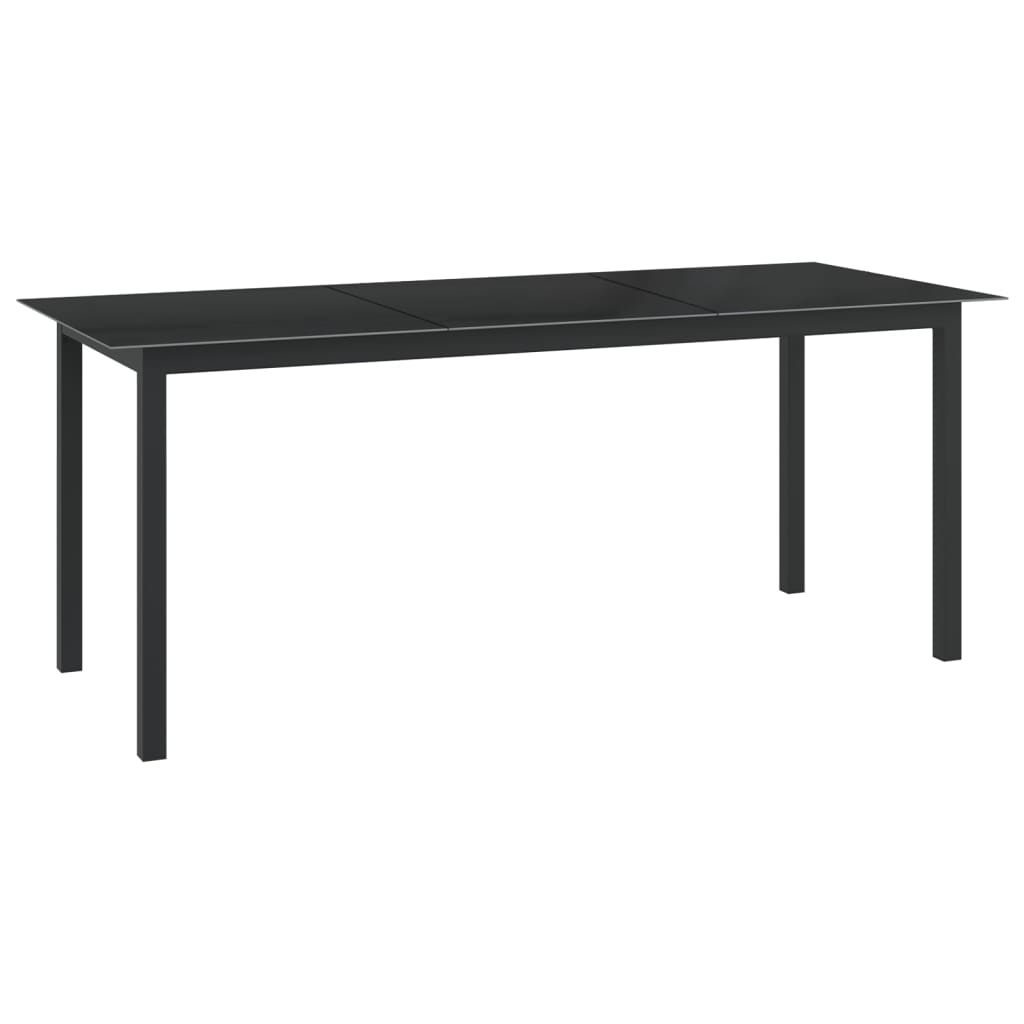 E-shop vidaXL Záhradný stôl, čierny 190x90x74 cm, hliník a sklo