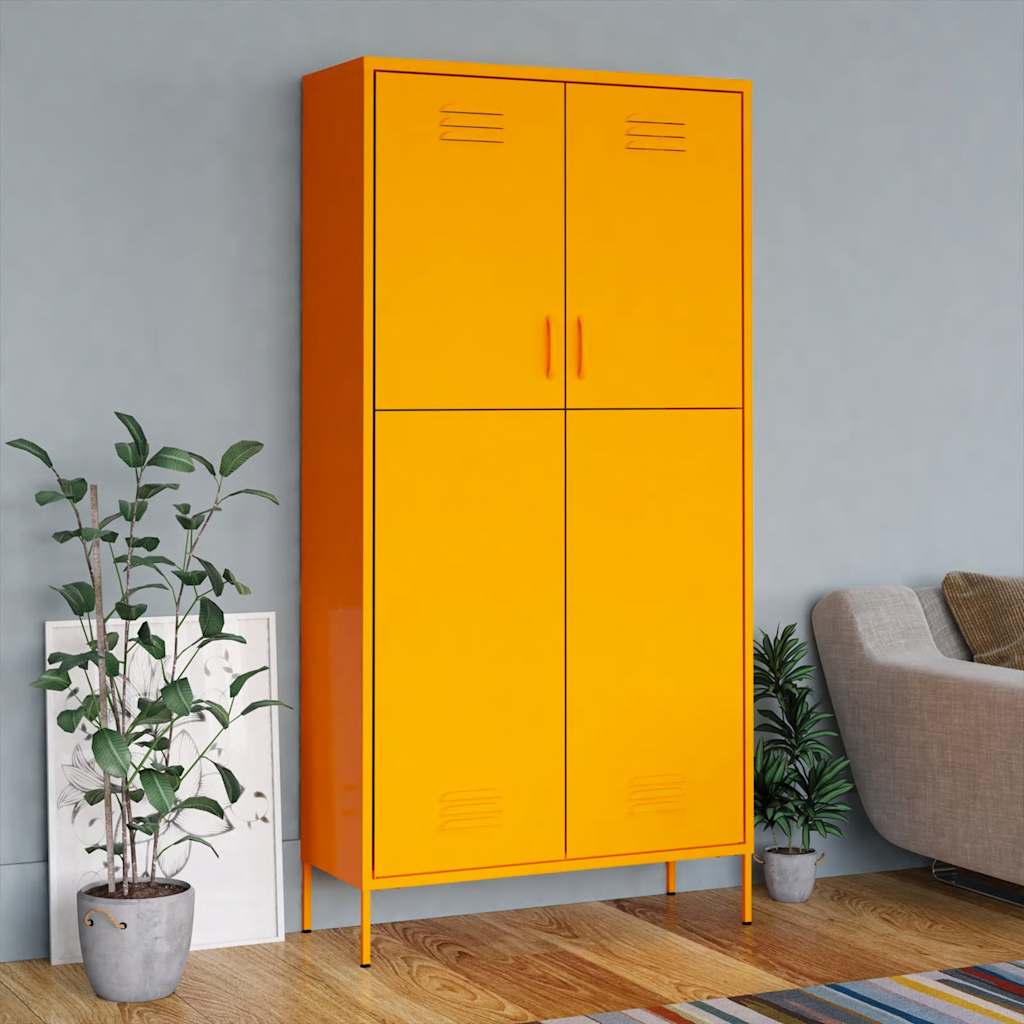 E-shop vidaXL Skriňa horčicovo-žltá 90x50x180 cm oceľová