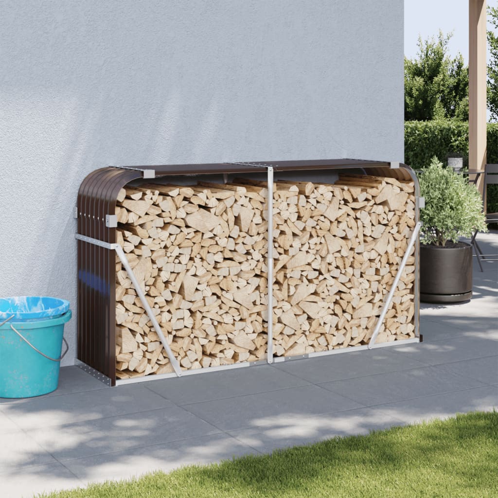 E-shop vidaXL Držiak na polená hnedý 180x45x100 cm pozinkovaná oceľ