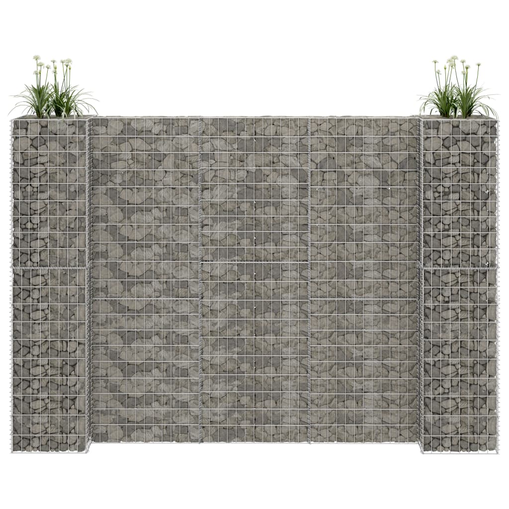 E-shop vidaXL Gabiónový kvetináč v tvare H, oceľový drôt 260x40x200 cm
