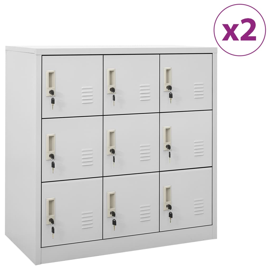 E-shop vidaXL Uzamykacie skrinky 2 ks bledosivé 90x45x92,5 cm oceľová