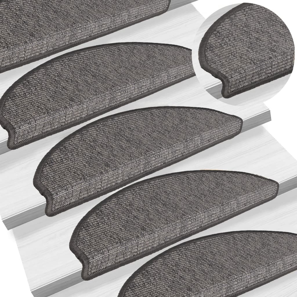 E-shop vidaXL Schodové rohože 15 ks 65x21x4 cm béžovo-sivé polkruhové veľké