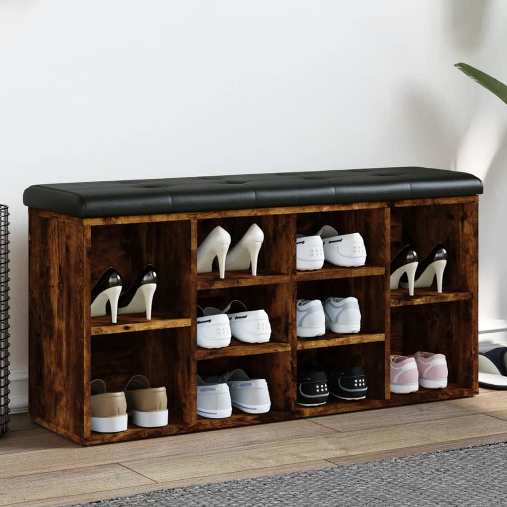 E-shop vidaXL Lavička na topánky dymový dub 102x32x50 cm kompozitné drevo