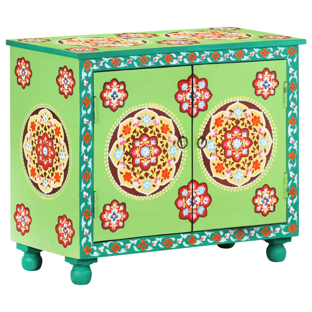 E-shop vidaXL Ručne maľovaná komoda rôznofarebná 70x35x60 cm masívne mangovníkové drevo