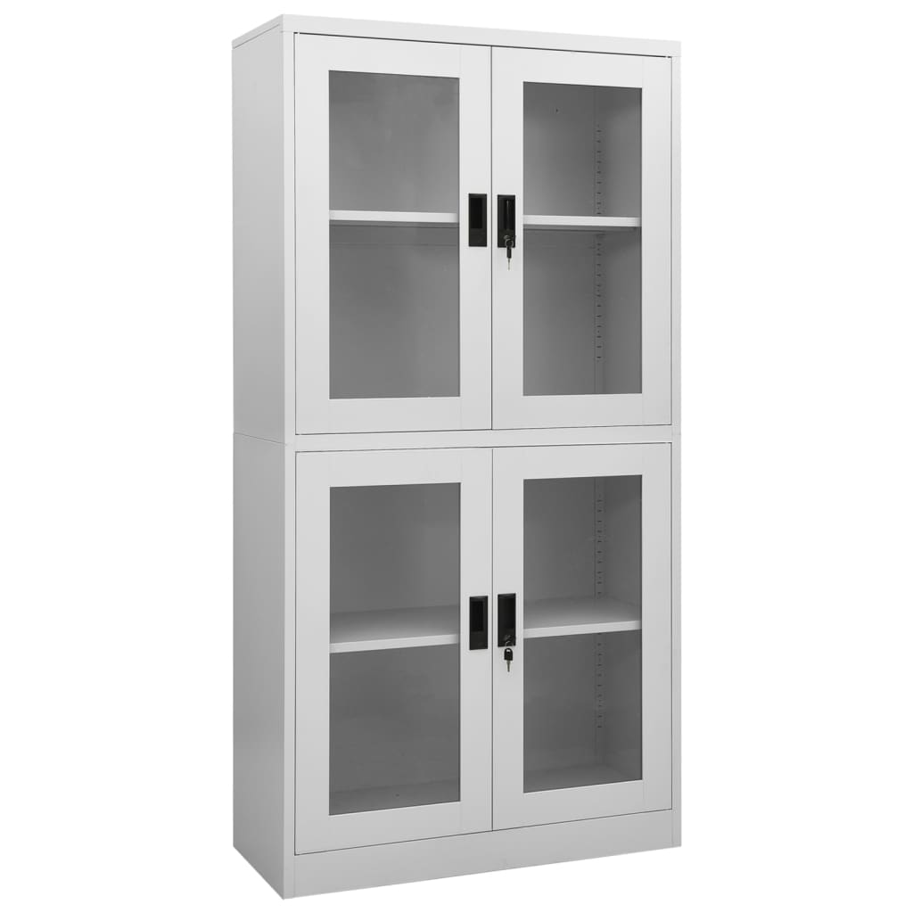 E-shop vidaXL Kancelárska skriňa bledosivá 90x40x180 cm oceľ a tvrdené sklo