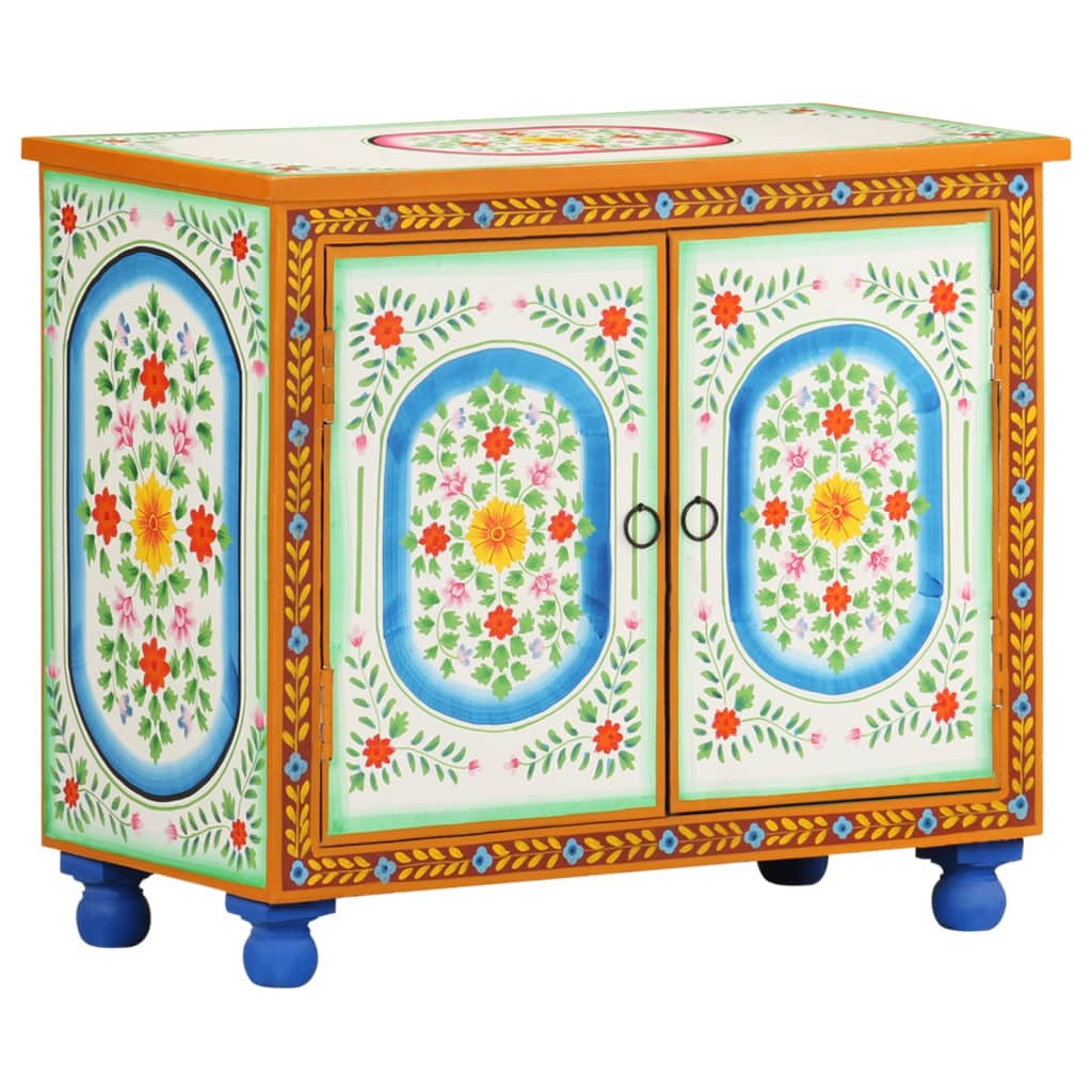 E-shop vidaXL Ručne maľovaná komoda 70x35x60 cm masívne mangovníkové drevo