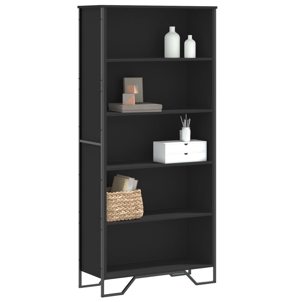 E-shop vidaXL Knižnica, čierna 80x31x169 cm, kompozitné drevo