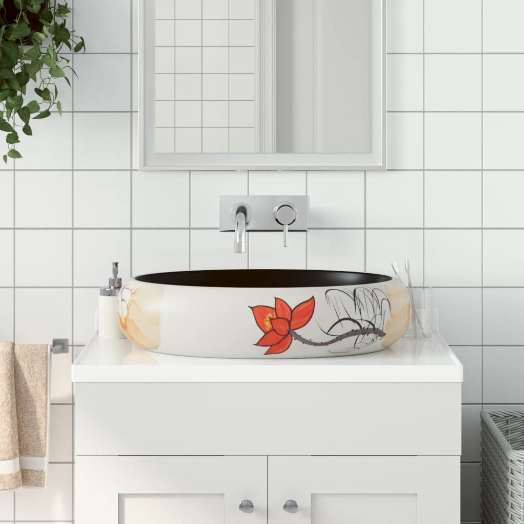 E-shop vidaXL Umývadlo na dosku viacfarebné oválne 59x40x15 cm keramické