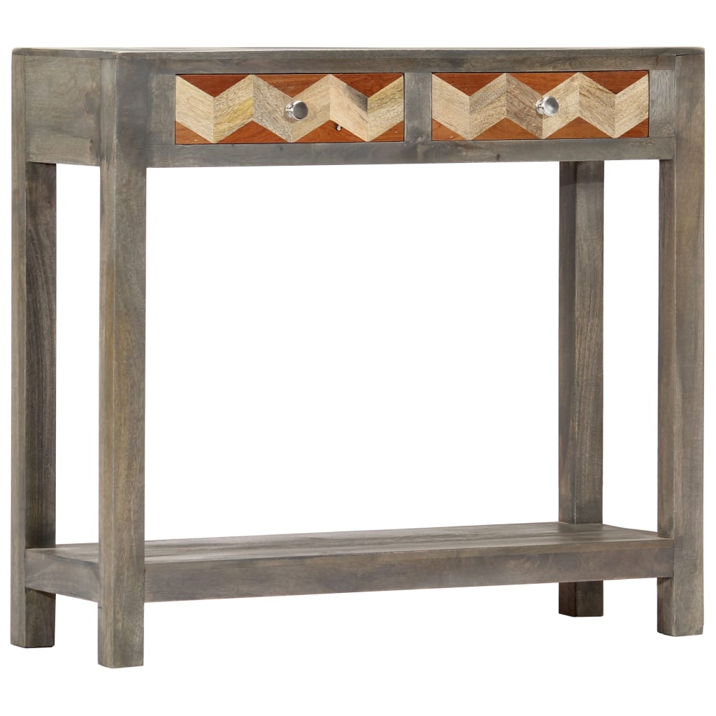 E-shop vidaXL Konzolový stolík sivý 86x30x76 cm masívne mangovníkové drevo