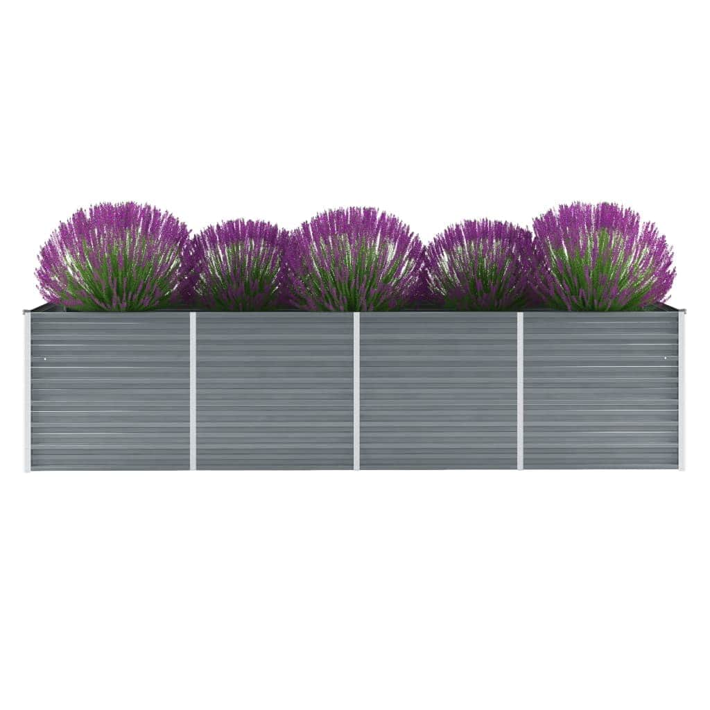 E-shop vidaXL Vyvýšený záhradný záhon, pozinkovaná oceľ 320x80x77 cm, sivý