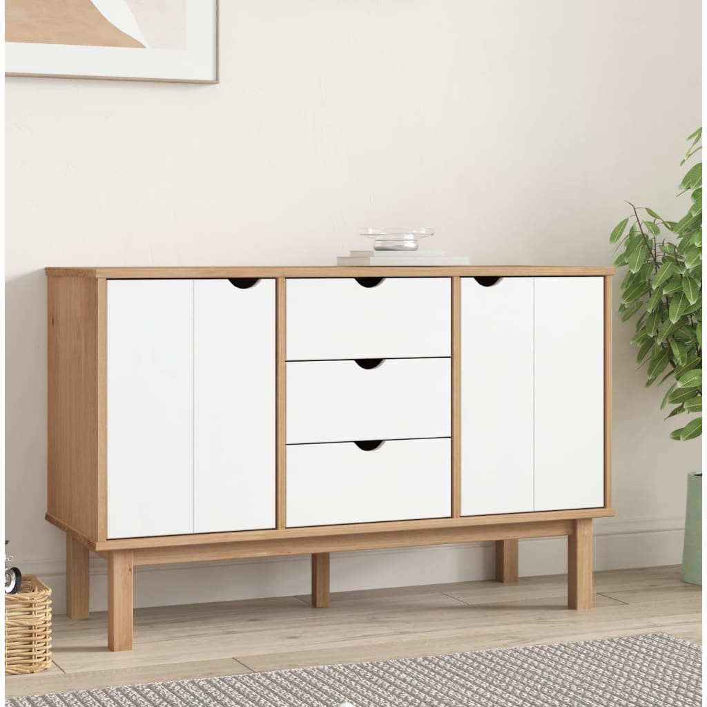 E-shop vidaXL Šatník OTTA, hnedo biely 113,5x43x73 cm, borovicový masív