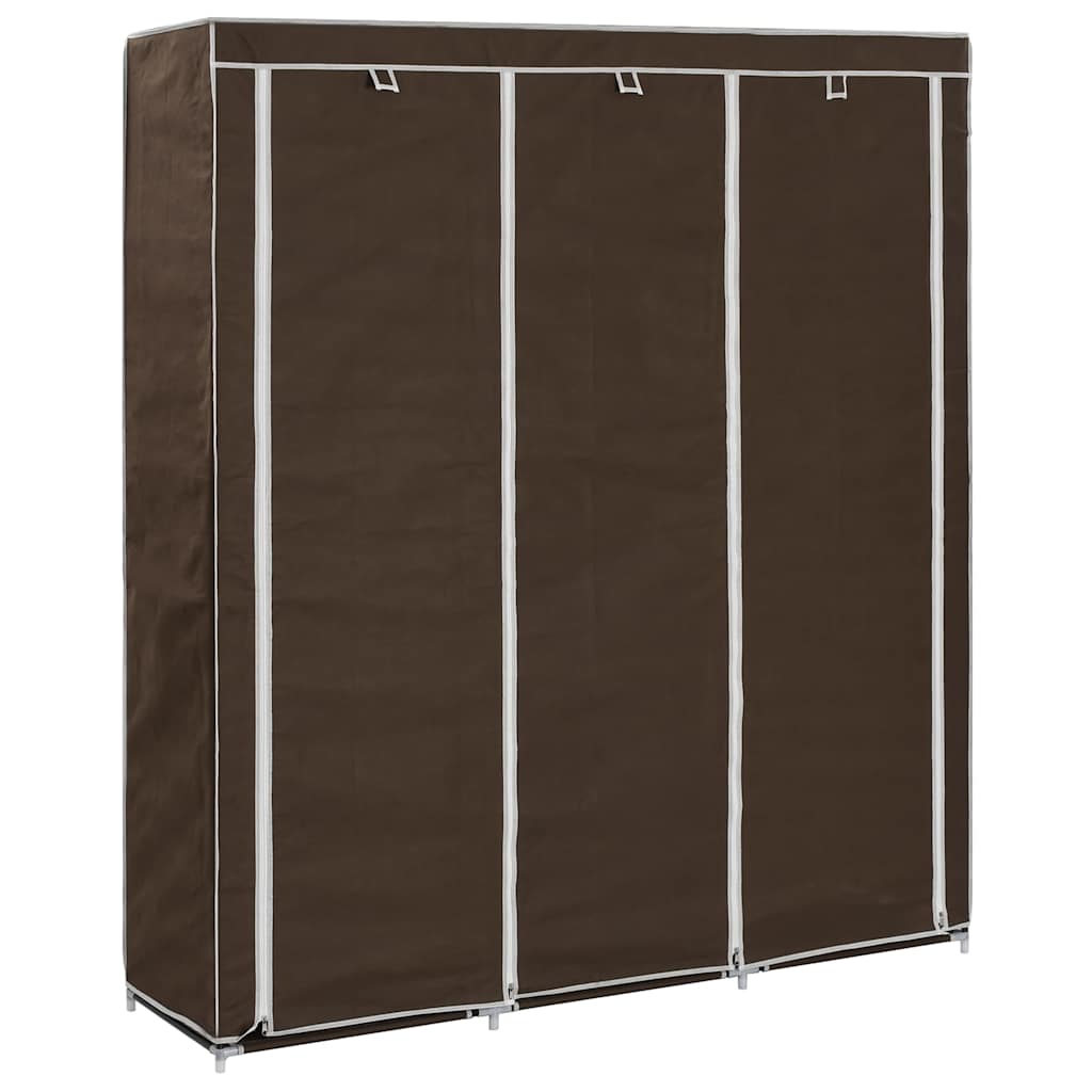 E-shop vidaXL Šatník s priehradkami a tyčami hnedý látkový 150x45x175 cm