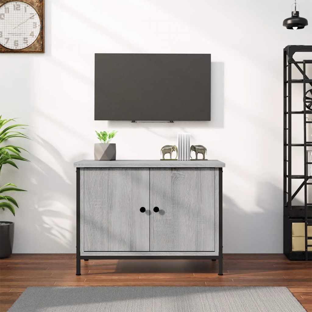 E-shop vidaXL TV skrinka s dvierkami sivá sonoma 60x35x45 cm spracované drevo
