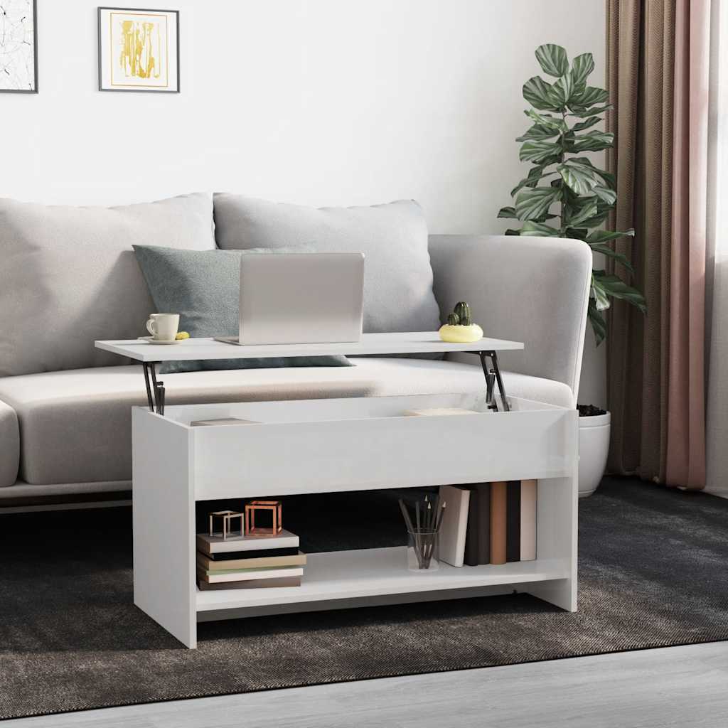 E-shop vidaXL Konferenčný stolík lesklý biely 102x50x52,5 cm spracované drevo