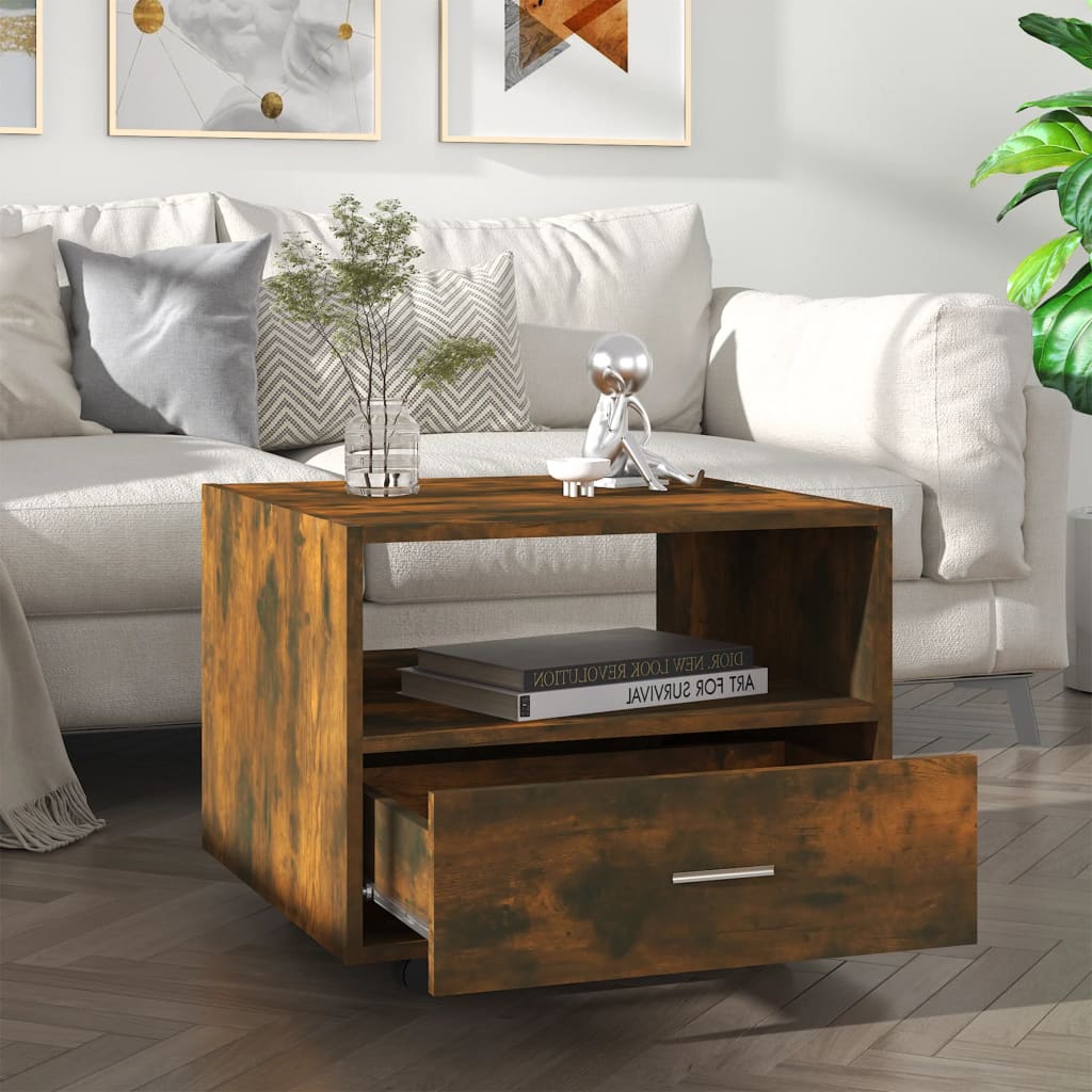 E-shop vidaXL Konferenčný stolík dymový dub 55x55x40 cm kompozitné drevo