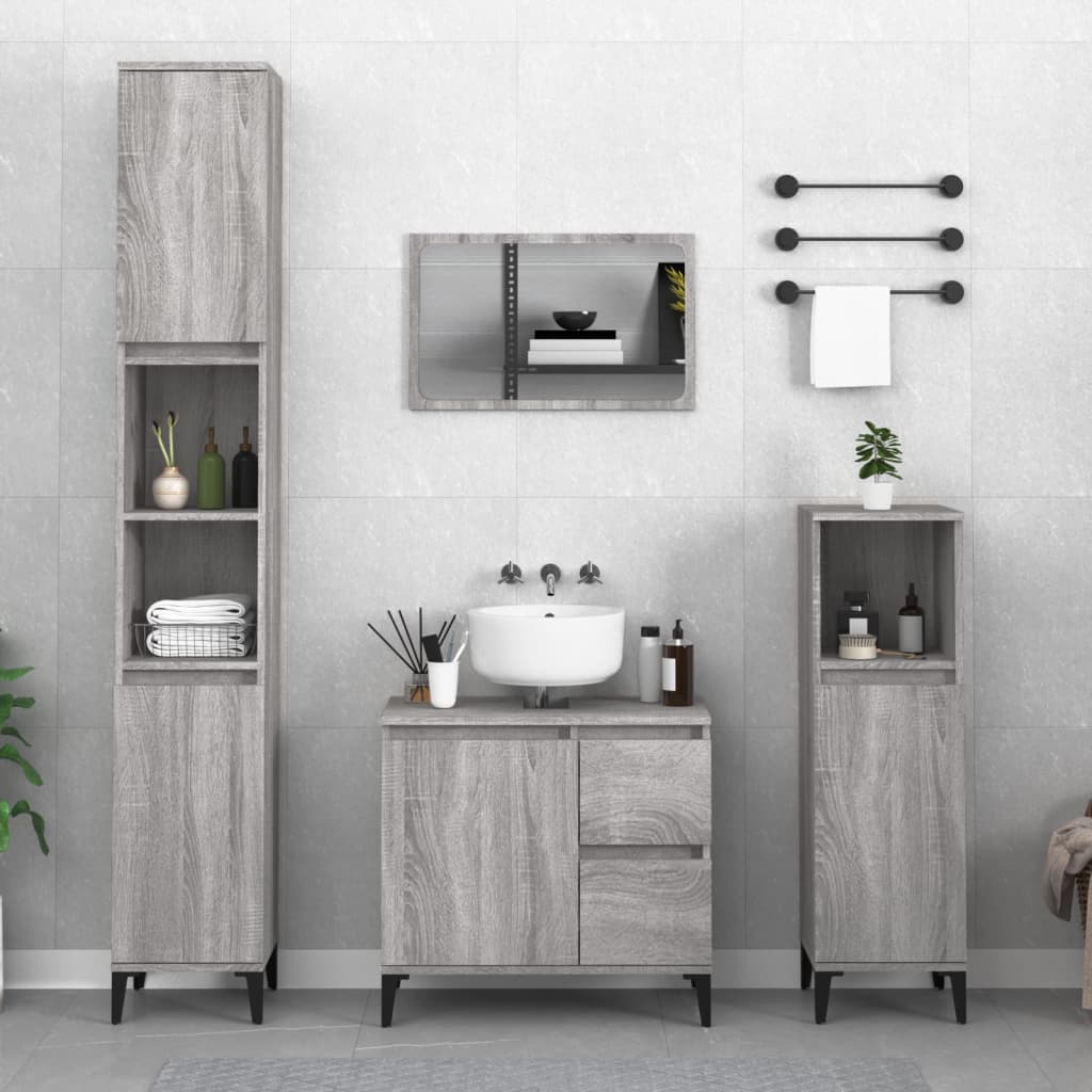 E-shop vidaXL Kúpeľňová skrinka sivý dub sonoma 30x30x100 cm kompozitné drevo