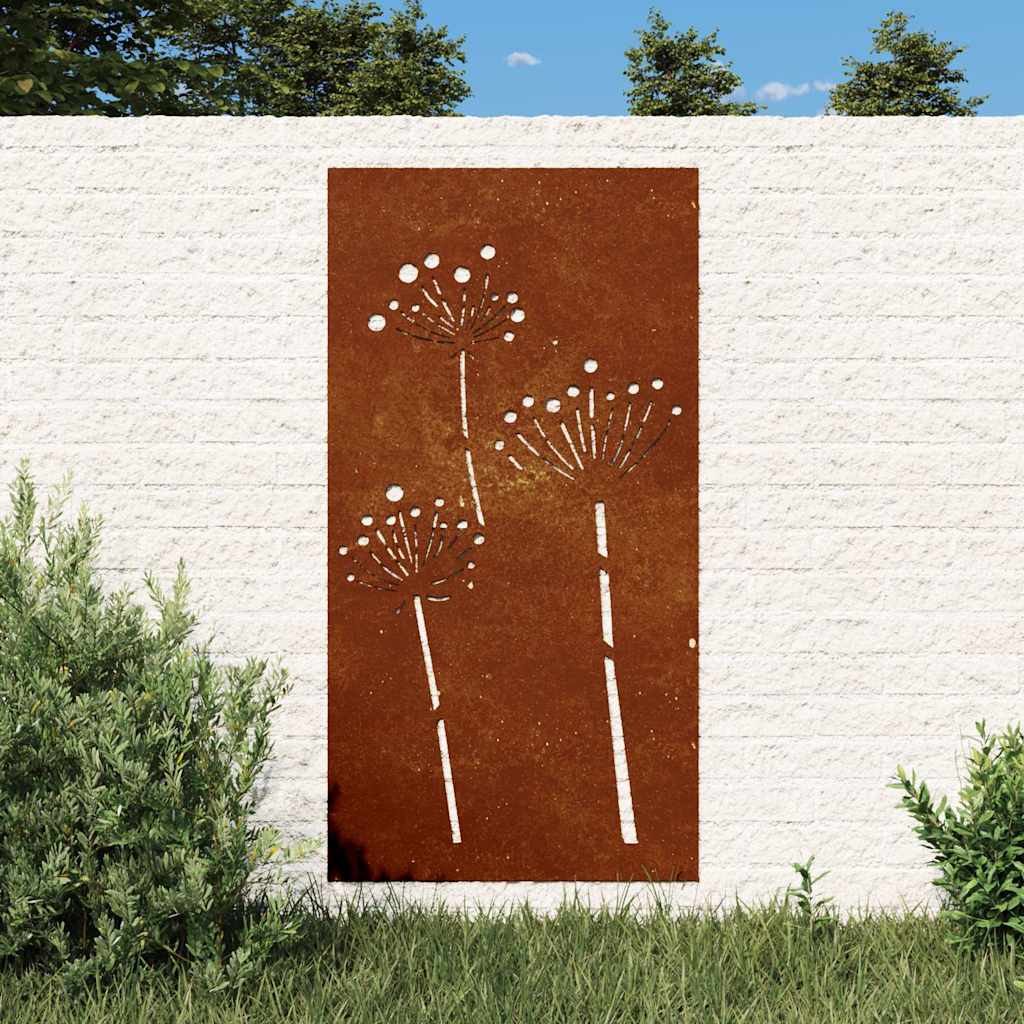 E-shop vidaXL Záhradná dekorácia 105x55 cm kortenová oceľ kvetinový dizajn