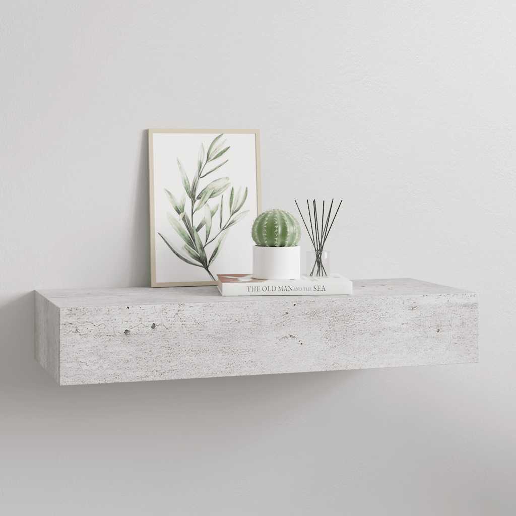 E-shop vidaXL Nástenná zásuvková polica betónovo-sivá 60x23,5x10 cm MDF