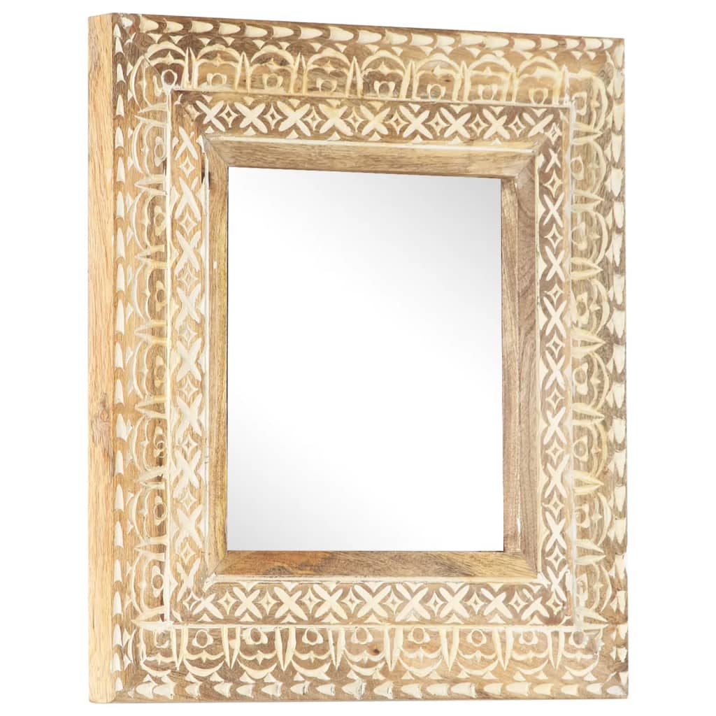 E-shop vidaXL Ručne vyrezávané zrkadlo 50x50x2,6cm masívne mangovníkové drevo