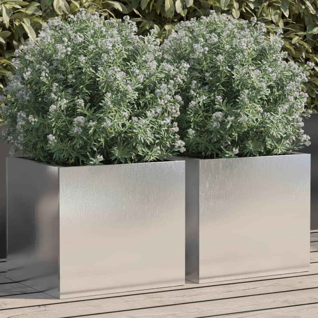 E-shop vidaXL Kvetináče 2 ks strieborné 32x43x29 cm nehrdzavejúca oceľ