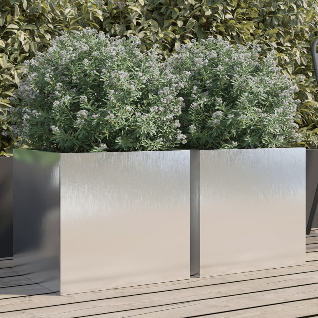 E-shop vidaXL Kvetináče 2 ks strieborné 42x40x39 cm nehrdzavejúca oceľ