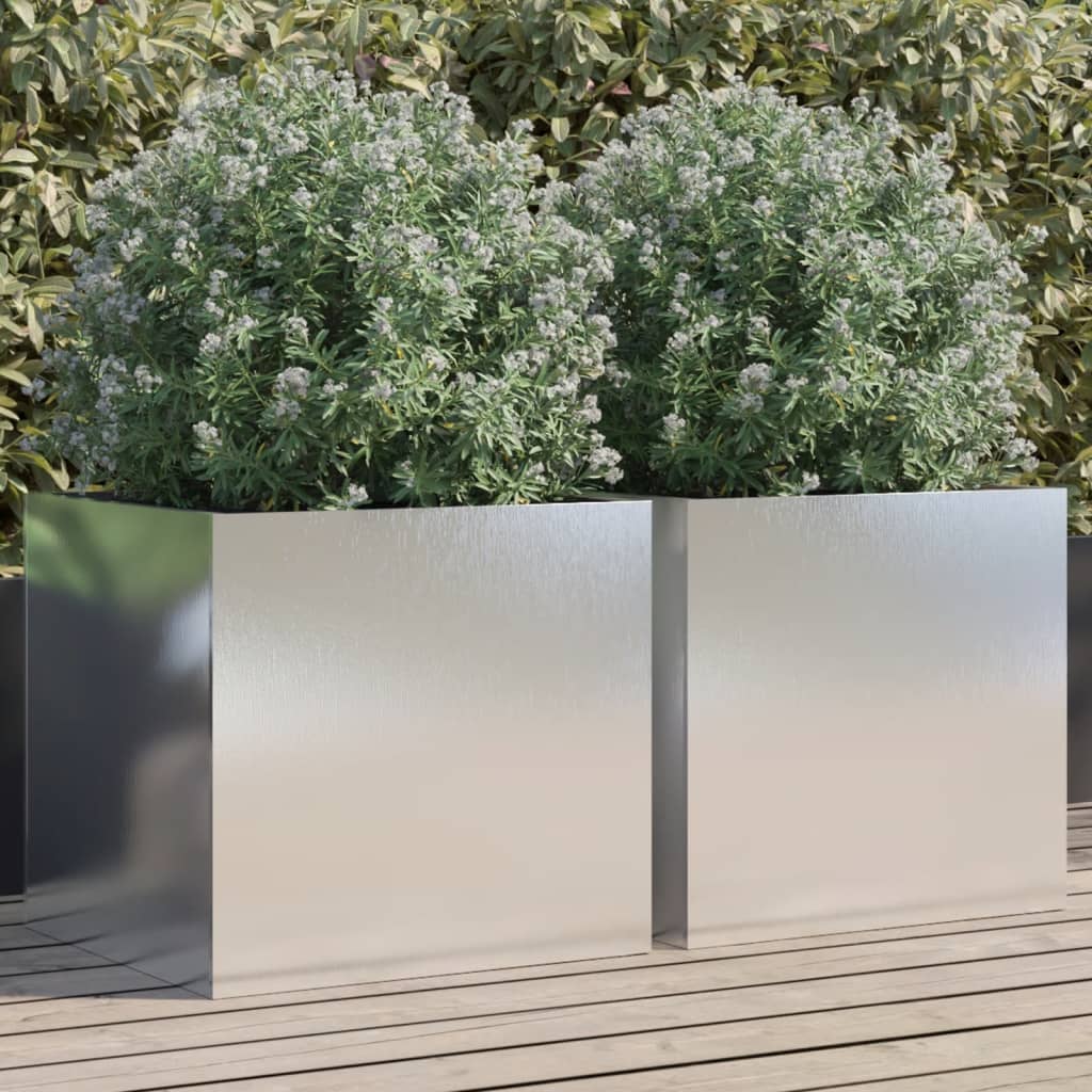 E-shop vidaXL Kvetináče 2 ks strieborné 49x47x46 cm nehrdzavejúca oceľ