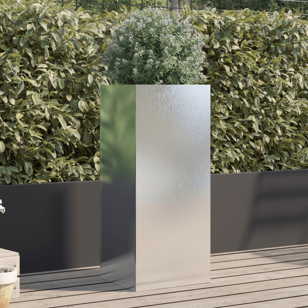 E-shop vidaXL Kvetináč strieborný 32x29x75 cm nehrdzavejúca oceľ