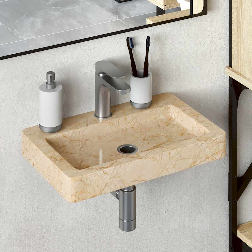E-shop vidaXL Nástenné umývadlo, krémové 38x24x6,5 cm, mramor