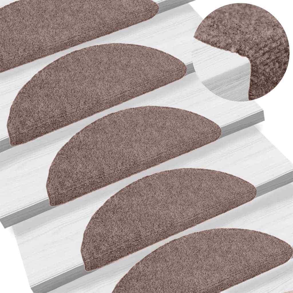 E-shop vidaXL Schodové rohože, samolepiace, 15 ks, 65x21x4 cm, svetlohnedé, polkruhové, veľké