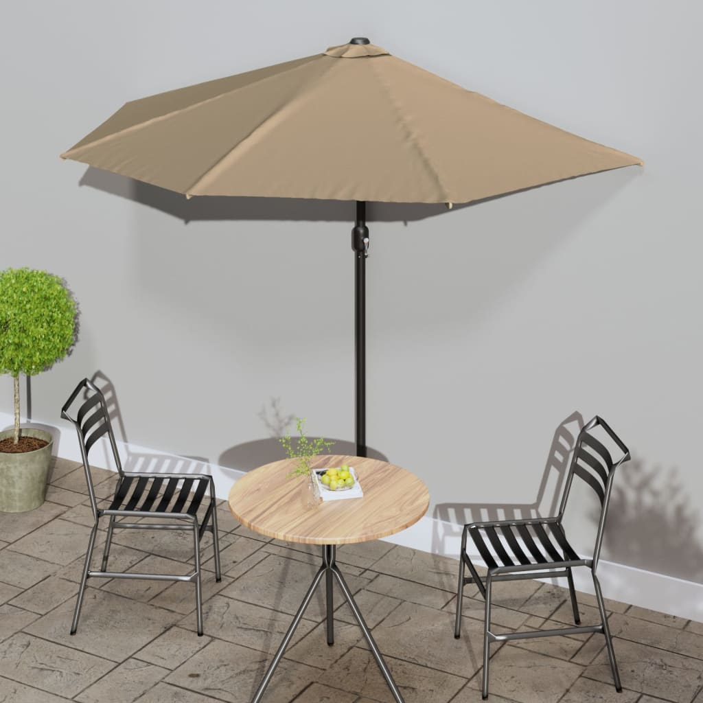 E-shop vidaXL Balkónový slnečník, hliníková tyč, sivohnedý 270x144cm, polkruh