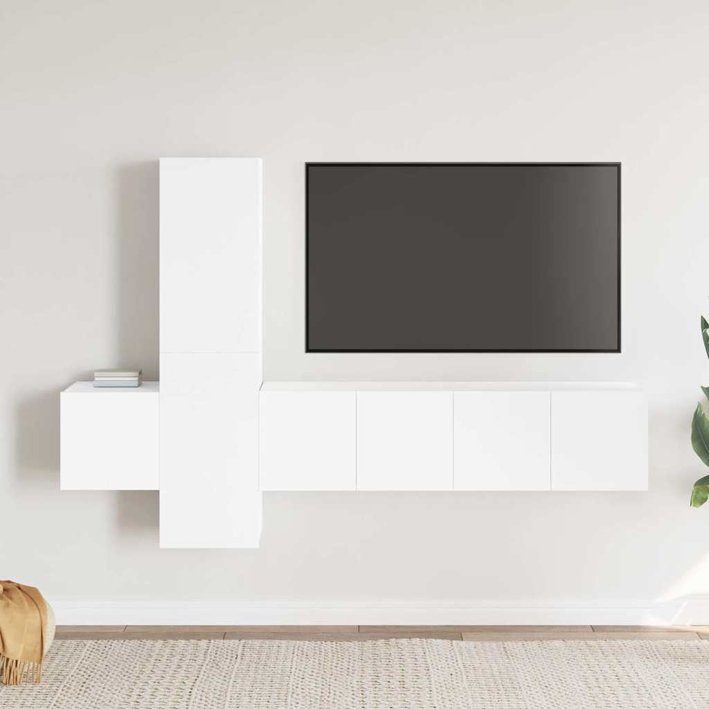 E-shop vidaXL 5-dielna súprava TV skriniek, biela, kompozitné drevo