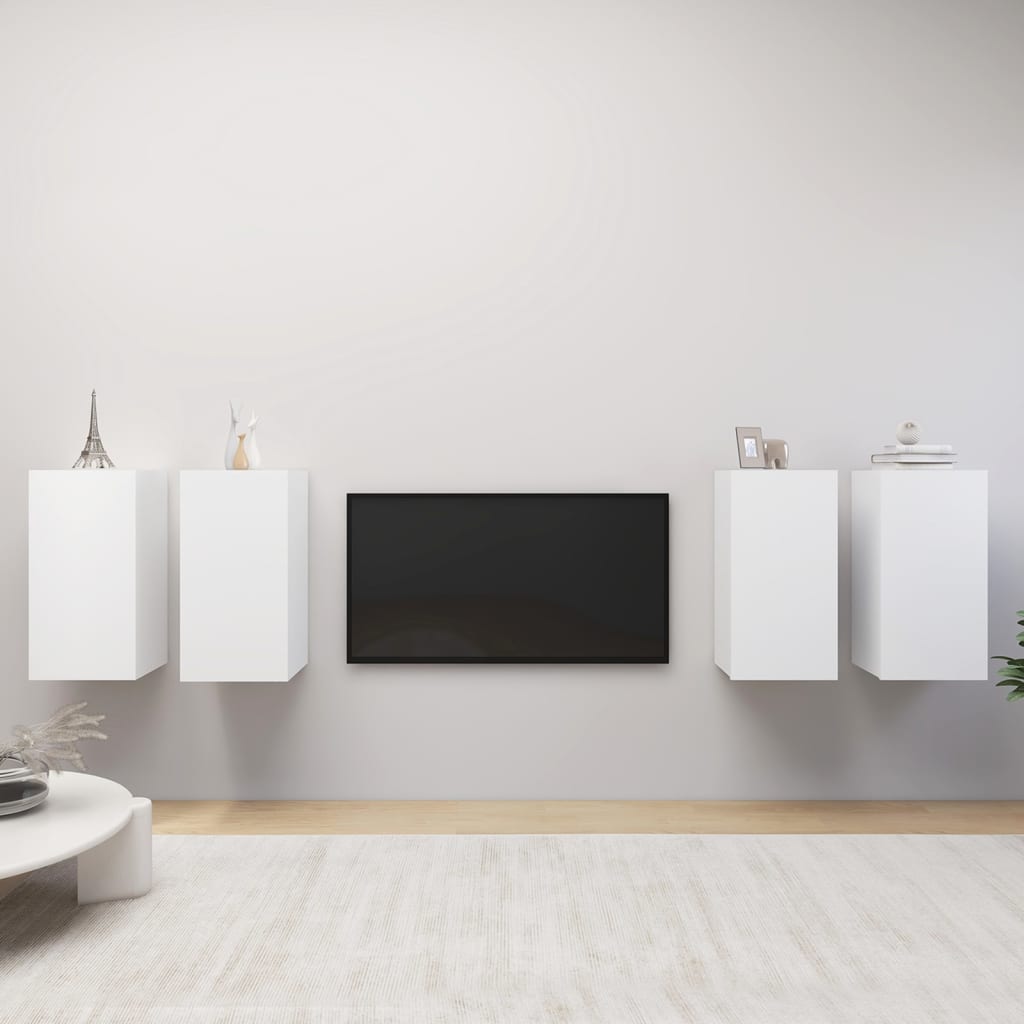 E-shop vidaXL TV skrinky 4 ks, biele 30,5x30x60 cm, kompozitné drevo