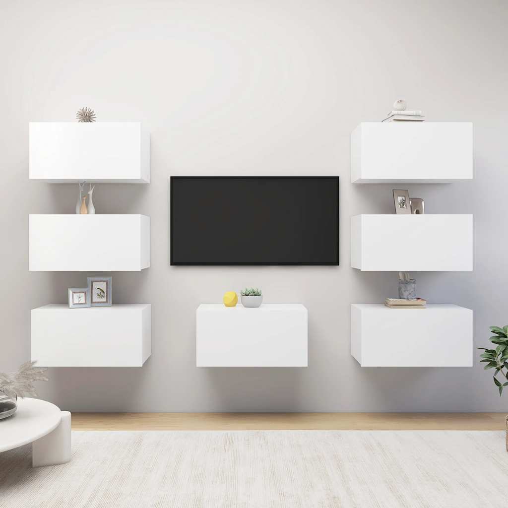 E-shop vidaXL TV skrinky 7 ks, biele 30,5x30x60 cm, kompozitné drevo