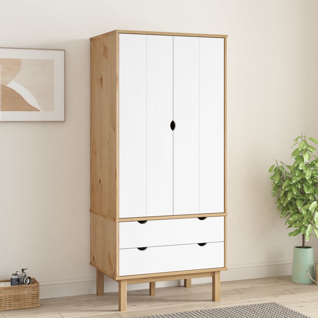 E-shop vidaXL Šatník OTTA, hnedo biely 76,5x53x172 cm, borovicový masív