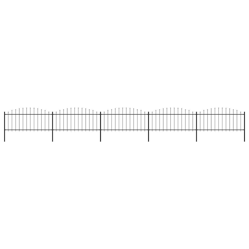 E-shop vidaXL Záhradný plot s vrchnou časťou z ocele 892,5x75 cm čierny