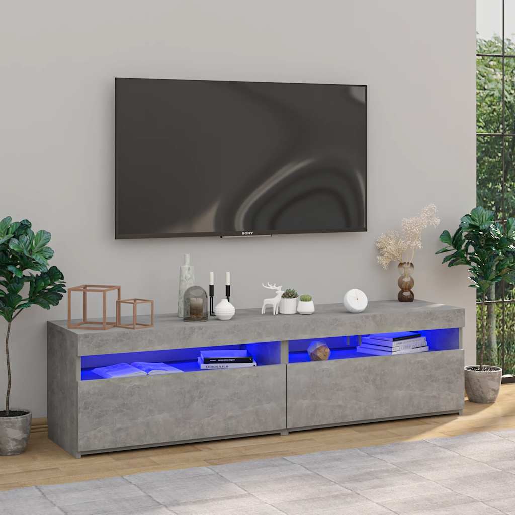 E-shop vidaXL TV skrinky 2 ks s LED svetlami betónové sivé 75x35x40 cm
