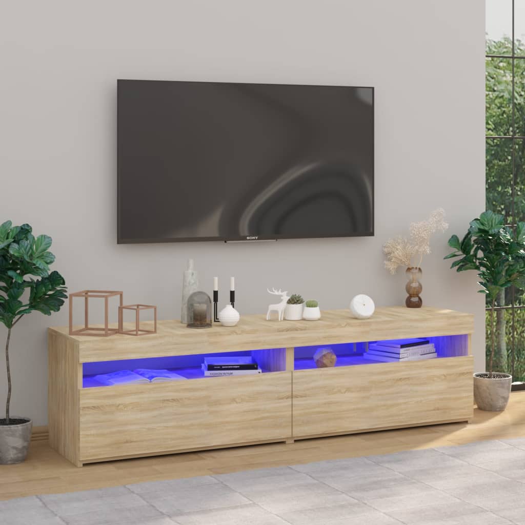 E-shop vidaXL TV skrinky 2 ks s LED svetlami dub sonoma 75x35x40 cm
