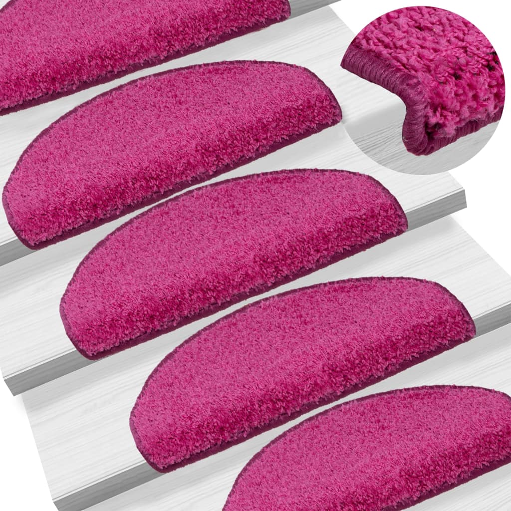 E-shop vidaXL Schodové rohože 15 ks 65x21x4 cm ružové polkruhové veľké
