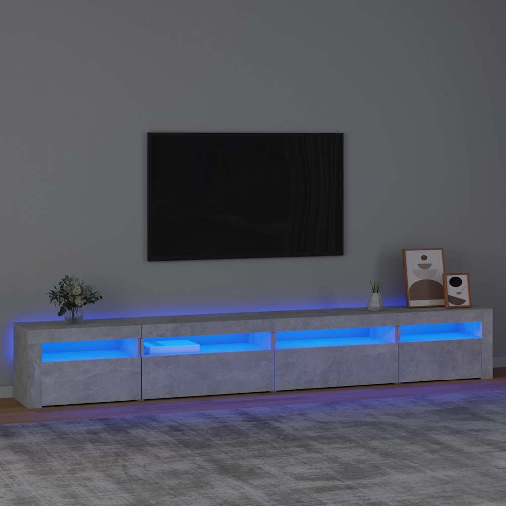 E-shop vidaXL TV skrinka s LED svetlami betónová sivá 270 x 35 x 40 cm