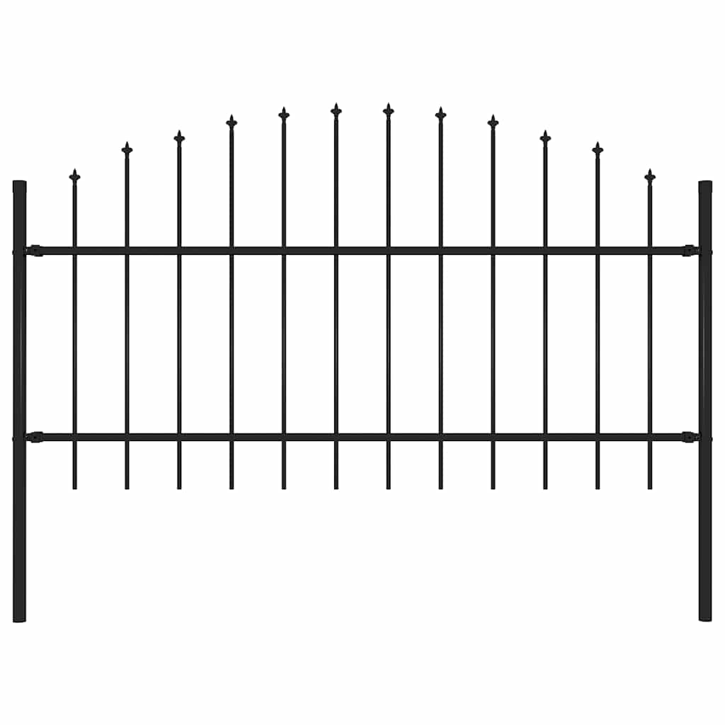 E-shop vidaXL Záhradný plot Woerden s vrchnou časťou v tvare oštepu, oceľový 170x125 cm, čierny