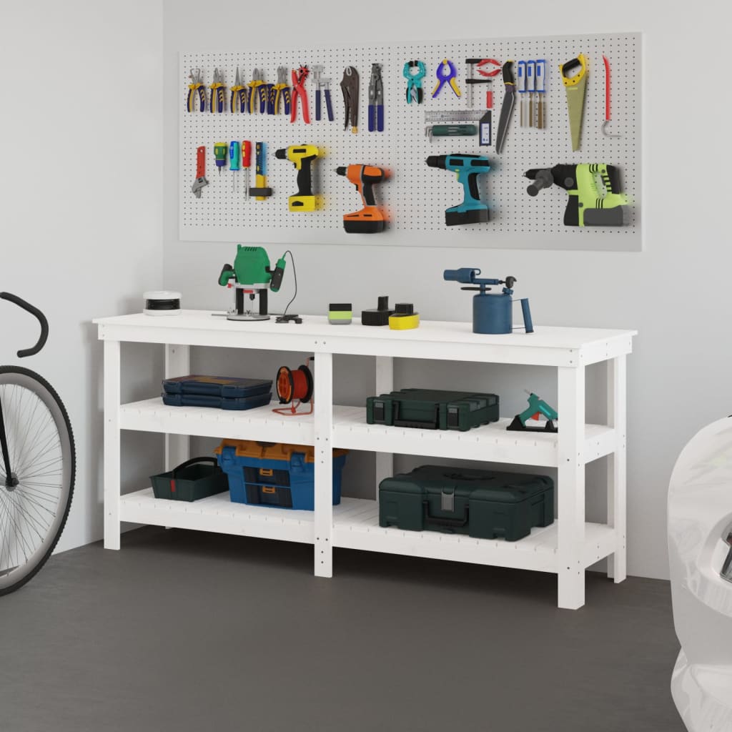 E-shop vidaXL Pracovná lavica biela 181x50x80 cm masívna borovica