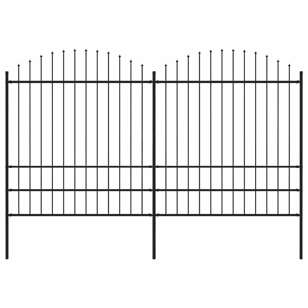 E-shop vidaXL Záhradný plot s vrchnou časťou z ocele 359x200 cm čierny