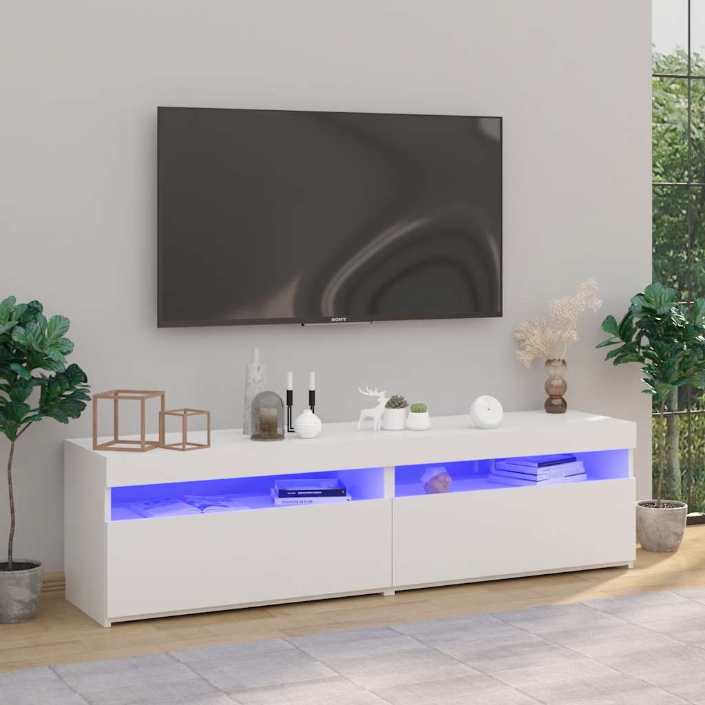 E-shop vidaXL TV skrinky 2 ks s LED svetlami biele 75x35x40 cm