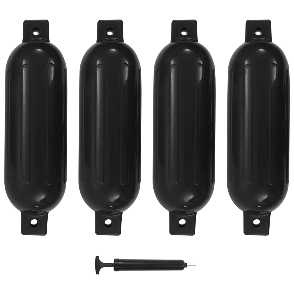 E-shop vidaXL Lodný nárazník 4 ks, čierny 51x14 cm, PVC