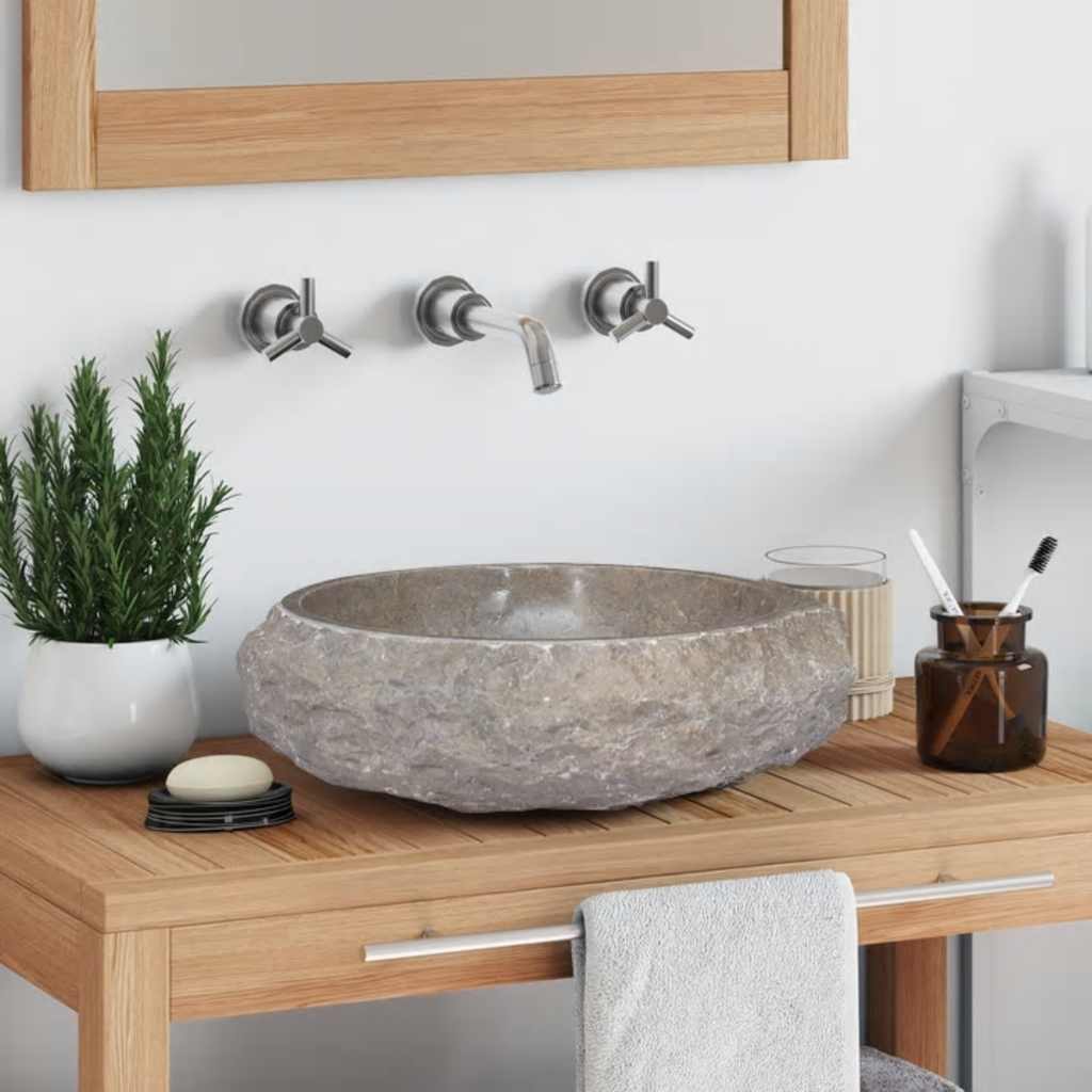 E-shop vidaXL Umývadlo sivé Ø40x12 cm mramor