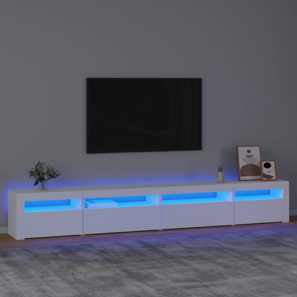 E-shop vidaXL TV skrinka s LED svetlami biela 270x35x40 cm