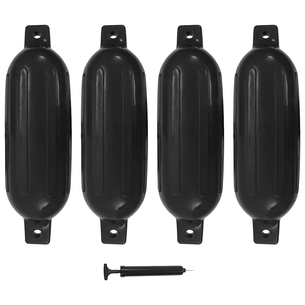 E-shop vidaXL Lodný nárazník 4 ks, čierny 58,5x16,5 cm, PVC